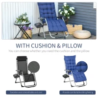 Outsunny Sezlong de Gradina cu Spatar Pliabil si Cadru din Metal, Albastru 90x 65x110cm(m-5)