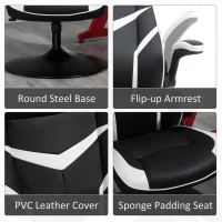 Vinsetto Scaun Fotoliu de Gaming de Birou, Inaltime Ajustabila si Cotiere Pliabile(m-7)