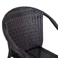 Outsunny Set Masa de Pranz si 6 Scaune Impletite cu Rattan Gradina Externa Maro(m-9)