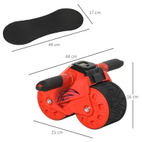 HOMCOM Rola pentru abdomene Manere antiderapante, 40x25x16 cm, Rosu Negru(m-3)