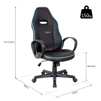 Vinsetto Fotoliu de Birou cu Invelis in Piele PU Premium Design Ergonomic Negru si Albastru(m-3)