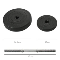 HOMCOM Set Gantere 50 kg – Reglabile cu 12 Discuri Cauciucate(m-3)