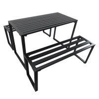 Outsunny Set da Picnic Tavolo con Panche in Metallo Nero  110 x 55 x 70 cm(m-1)