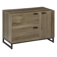 HOMCOM Bufet Modern pentru Living sau Bucatarie, Dulap Multifunctional din Lemn si Metal cu 2 Sertare si Dulapior(m-1)