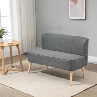 HOMCOM Canapea moderna cu 2 locuri din material textil si lemn fara brate de dimensiune 117x56.5x77cm(m-2)