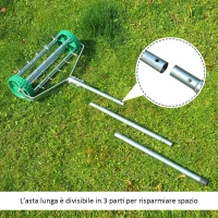 Outsunny Rastrello Scarificatore da Giardino con Ruote, 135x42x15cm(m-4)