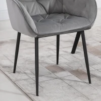 HOMCOM Set 2 Scaune moderne Capitonate Stil nordic din Catifea si Metal Gri(m-10)
