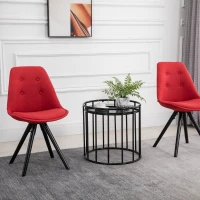 HOMCOM Set 2 Piese Scaune de Pranz captusite design modern pentru sala de pranz rosu(m-6)