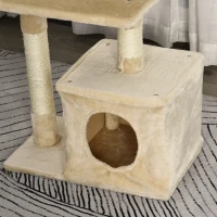 PawHut Centru de activitati cu spatiu pentru zgariat si culcus pentru pisici minge sfoara din sisal plus din lemn bej(m-12)