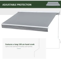 Outsunny Copertina de Soare 250x200cm pentru Exterior Copertina cu Brate Gri(m-4)
