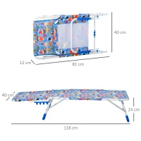 Outsunny sezlong pentru copii pliabil, 18x40x24cm, albastru(m-3)