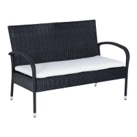 Outsunny Set de mobilier de grădină Outsunny din Rattan PE cu canapea, 2 fotolii cu perne și măsuță de cafea, negru(m-7)