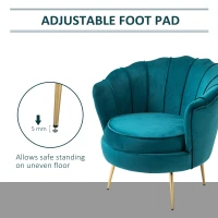 Homcom Fotoliu Retro Catifea Albastru Petrol – Compact & Elegant(m-5)