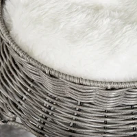 PawHut Cos pentru Pisici din rattan PE cu 2 Niveluri cu Perne de Plus Lavabile, Φ50x43.5cm - Gri Inchis(m-9)