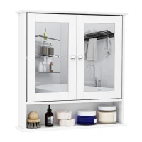 HOMCOM dulap de baie cu oglinda, 56x13x58 cm, alb(m-10)