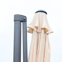 Outsunny Ombrellone Decentrato da Giardino Angolazione Regolabile Girevole a 360°, Beige Φ2.95x2.5m(m-5)