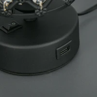 HOMCOM Lampa de Masa cu Abajur din Cristal si 2 Porturi USB, Intensitatea Luminii Reglabila Touch Ф10,8 x 30 cm, Negru(m-8)