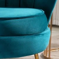 Homcom Fotoliu Retro Catifea Albastru Petrol – Compact & Elegant(m-9)