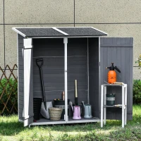 Outsunny Casuţa de Gradina cu Usa Dubla si Masuţă, Gri 139x75x147/160cm(m-2)
