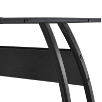 HOMCOM Birou in colt din Lemn cu cadru in Metal, Negru, 112.5 x 152 x 74cm(m-10)