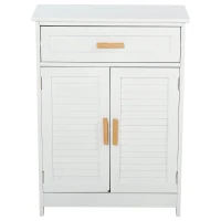 kleankin Dulăpior de Baie Multifuncțional cu Ușă Dublă Articulată și Sertar Organizator Îngust, 59x29x80 cm, Alb(m-13)