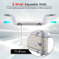 HOMCOM Scaun pentru Cadă din Aliaj de Aluminiu, Plastic și Lățime Reglabilă, 73-83x22x18 cm, Alb(m-4)