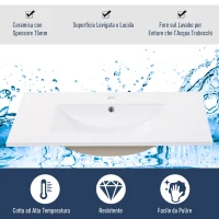 Kleankin Set Arredo Bagno 3 Pezzi Mobiletto Lavandino e Specchio in MDF Blu(m-6)