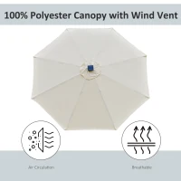 Outsunny umbrela de gradina cu leduri, Φ266x245cm, crem(m-7)