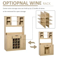 HOMCOM Mobilier Bucatarie cu Sertar 4 Dulapioare Polite si Suport din lemn pentru sticle(m-5)