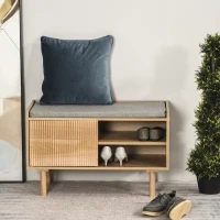 HOMCOM Mobilier Suport de Pantofi din Lemn cu Banca Capitonata Polita si Dulapior(m-2)