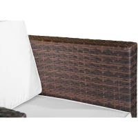 Outsunny Set Mobilier pentru Extern in PE Rattan Canapea si Masuta cu Blat in Sticla Maro(m-10)