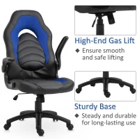 Vinsetto Fotoliu de Gaming din Piele ecologica Functie de Balansare Ajustabila Cotiera Rabatabila(m-8)