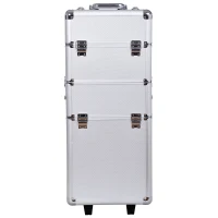 HOMCOM trolley make-up beauty case 35,5x23x86cm, argintiu(m-3)