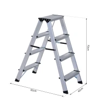 Homcom Scara Pliabila 4 Trepte din Aluminiu, Pliabila si Compacta, 81×42×72cm(m-4)