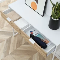 Consola Moderna HOMCOM pentru Hol si Sufragerie cu 2 Sertare Metalice 100x 30x75cm - Alb(m-8)