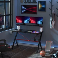 HOMCOM Birou Gaming cu raft monitor si accesorii negru si rosu 120x60x97cm(m-2)