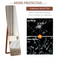HOMCOM oglinda de podea, cadru din lemn, 43x37x156 cm(m-6)