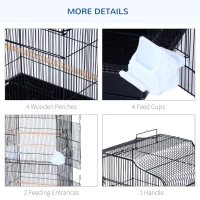 PawHut Colivie pentru Păsări din fier cu Tavă 47,5x36x91 cm(m-5)