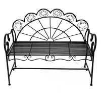 Outsunny Panchina da Giardino Biposto Stile Classico in Ferro, Nero, 113x56.5x90.5cm(m-1)