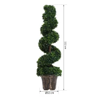 Outsunny Plantă Artificială Decorativă Buxus în Spirală cu Ghiveci Inclus, Ф32x120 cm, Verde(m-3)