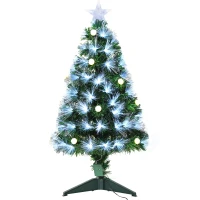 HOMCOM 90 cm Brad de Craciun artificial cu ramuri cu 90 de becuri cu LED din fibra optica(m-1)