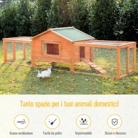 PawHut cusca pentru iepuri, 309x79x86cm, din lemn, verde(m-6)