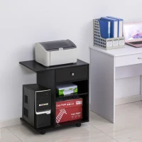 Vinsetto Mobila pentru Imprimanta din Lemn Negru cu 1 Sertar 2 Etajere Raft CPU(m-2)