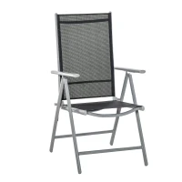 Outsunny Scaun de Gradina Pliabil cu Spatar Reglabil din Aluminiu, Negru 65x55x107cm(m-1)