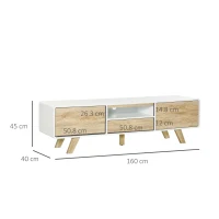 HOMCOM Mobilier Suport TV Cu Usi si Sertar pentru TV de pana la 72" din MDF 160x40x45cm(m-3)