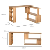 HOMCOM birou din lemn cu 5 rafturi 120x110x74.5cm, maro(m-3)