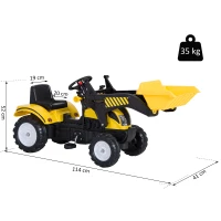 HOMCOM jucarie tractor cu excavator si pedale, negru(m-3)