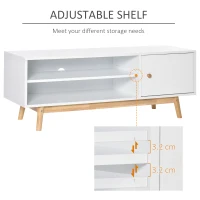 HOMCOM Mobilier TV Modern cu Dulapior si Compartimente cu Baza Ridicata TV pana la 50'' Alb(m-6)