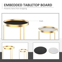 HOMCOM Set 2 Masute de sufragerie moderne Stivuibile, Metal si MDF Φ30/39x63cm(m-5)