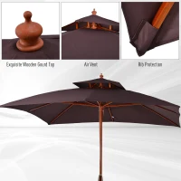 Outsunny Umbrela de Gradina 3x3 Metri, 8 Lamele Acoperire cu 2 Niveluri(m-6)